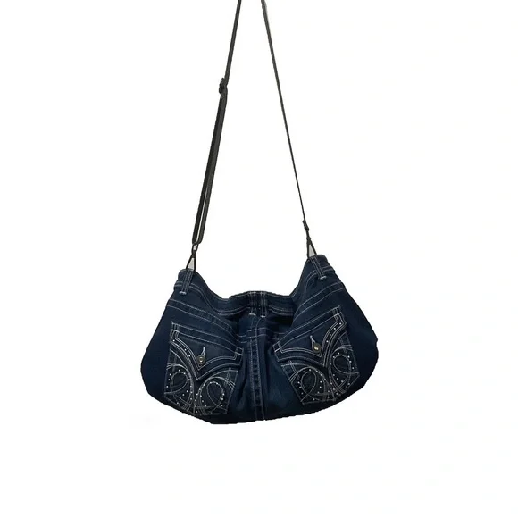 Stylish Boho & Blingy Removable Adjustable Strap “Made By Me”Crossbody Jean Bag! - Picture 12 of 16